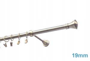 Karnisz metalowy pojedynczy 19 mm - na wymiar, różne kolory, kompletny, gotowy do montażu
